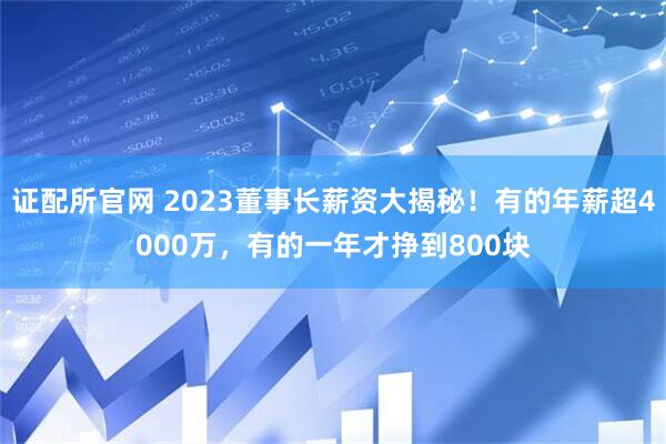 证配所官网 2023董事长薪资大揭秘！有的年薪超4000万，有的一年才挣到800块